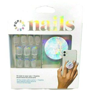 Popsocket Nails Phone Grip Matching Kit Opal Tip Set Blue Pink Iridescent 804706
